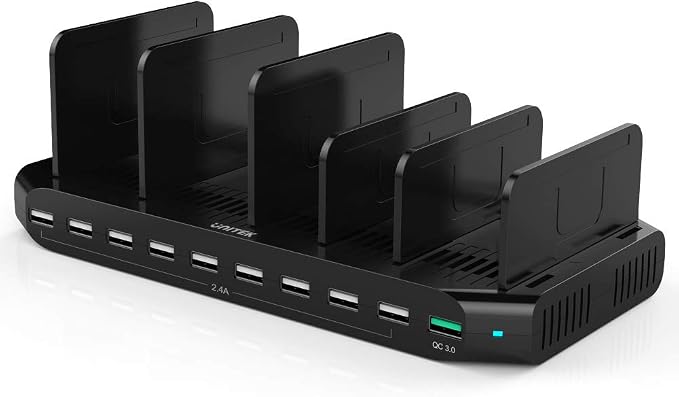 Unitek Fast Charging Station with Quick Charge 3.0, Multi USB Charger Station for Multiple Devices, iPhone, iPad, Tablet, Kindle-Black(UL Certified)