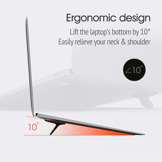 CQ Portable Invisible Laptop Stand for Desk, Ergonomic Computer Keyboard Riser Stand, 2PCS Repeatable Self-Adhesive Laptop Feet, Mini Foldable Laptop Cooling Pad