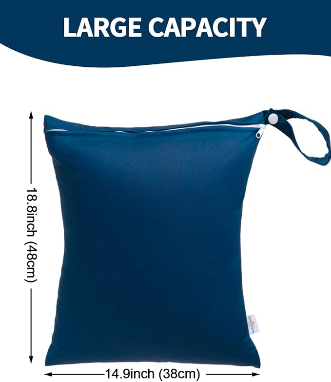 babygoal Travel Laundry Bags 2 Pack, Ideal for Travel, Gym and Swimming-Washable Waterproof Wet Dry Bags for Dirty Clothes, Bathing Suits and Swimsuits(olive green and lake blue)