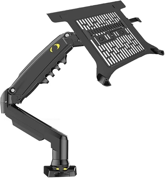 F80 + FP-2 Full Motion 360 Swivel Pivot 2-9kg Gas Spring Arm 10"-17" Laptop Tray Desk Stand Clamp 10-90mm Grommet Hole(Black)