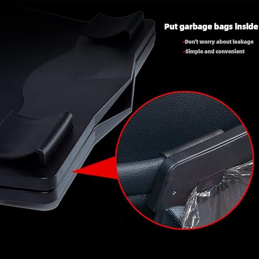 Car Leather Trash Bag Smart LED Waterproof Organizer Storage Garbage Can (Brown)