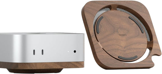 Hagibis Mac mini Stand, Black Walnut Desktop Stand Dustproof Laptop Holder Cooling Heat Disspation Mount for Mac mini M4 Pro 2024 (MMP04)