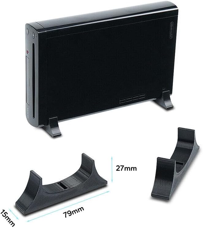 XBERSTAR Wii U Console Holder Vertical Stand for WII U Console 3D Printing Stand Cooling Holder Base Horizontal Support Mount (Black)