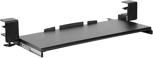 Mount-It! Keyboard Tray Under Desk, Clamp-On No-Drill Slide-Out Keyboard Drawer with Mouse Platform, 27" x 11" Ergonomic Keyboard Tray for Home Office, Fits Desks up to 2.2" Thick