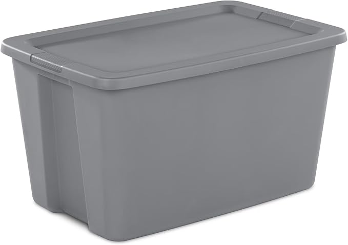 30 Gallon Plastic Storage Container with Snap-On Lid,Extra Large Storage Bin, Gray