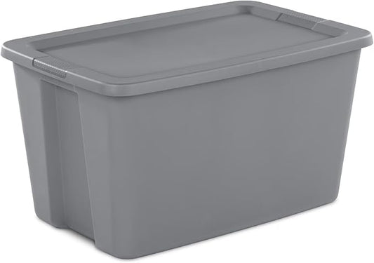30 Gallon Plastic Storage Container with Snap-On Lid,Extra Large Storage Bin, Gray