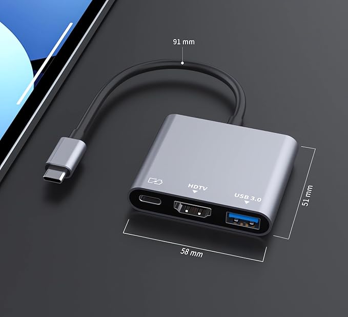 USB C Hub,USB-c Digital av Multiport Adapter with 4K HDMI Output/USB-C Fasting Charging Port&USB 3.0 Port Compatible for MacBook Pro M1/16-20 Air M1/18-20 iMac,XPS, Laptop (Grey - USB c3 in 1)