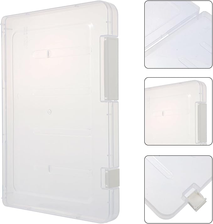 Plastic Storage Box Document Organizer A4 Thin White Office File Container with Lid Dustproof Filing Storage Case for Desktop Office Supplies