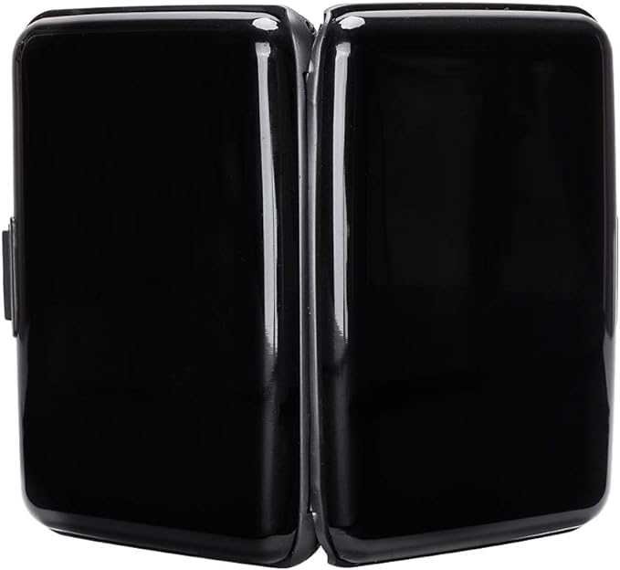 ELFISH RFID Blocking Credit Card Protector Aluminum ID Case Hard Shell Business Card Holders Metal Wallet for Men or Women (Black)