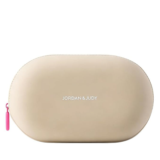 Travistar Silicone Travel Makeup Bag - Medium Toiletry Bag Portable Cosmetic Bag Waterproof Makeup Organizer Bag Small Make Up Pouch Womens Brush Holder Bag with Zipper Closure Khaki