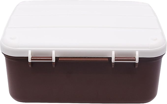 RUIAN 4.2 Gallon Lockable Storage Container Bin, Portable Lock Box with Combination, Versatile Password Organize Locking for Home Office Travel Business(Brown)