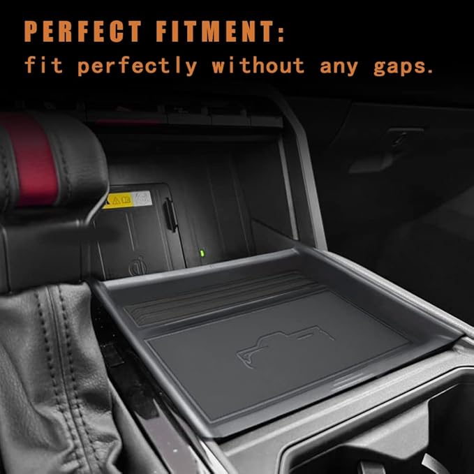 TripleAliners for 2022 2023 2024 2025 2026 Tundra Center Console Leather Insert Storage Organizer Accessories with Trim Compatible with Toyota Tundra 2022-2026 SR SR5 Limited TRD PRO (Leather Black)