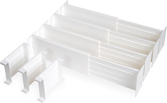 Dial Industries Dresser Drawer Dividers, 4 Pk + 3 Cross Dividers, 4.5" Deep