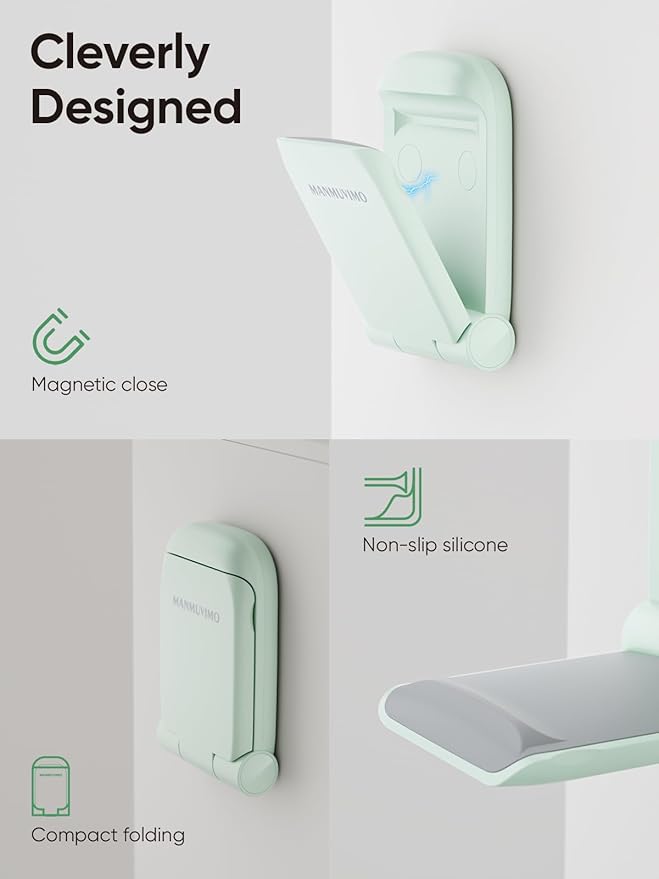 MAMUVIMO Headphone Stand, 2 Pack Headset Stand Foldable＆Sticky, Headphone Holder Hook Mount with Non-Slip Silicone, Adhesive Earphone Desk Hanger Clip Space-Saving for Airpods Max, All Earphones-Green