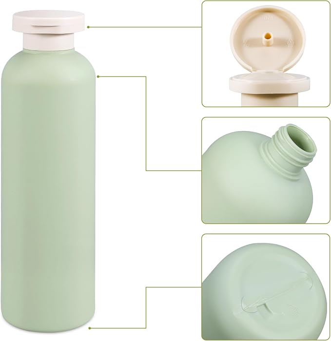 Travel Shampoo Bottle, Empty Plastic Squeeze Bottles 13.5oz with Flip Cap, Lotion Container for Toiletries Travel Size Shampoo and Conditioner (2 pack blue, 2 pack green)
