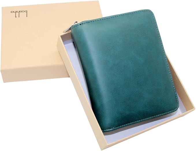 boshiho RFID Blocking 24 Slot Credit Card Holder Wallet Real Leather Multi Card Organizer Wallet with Zipper