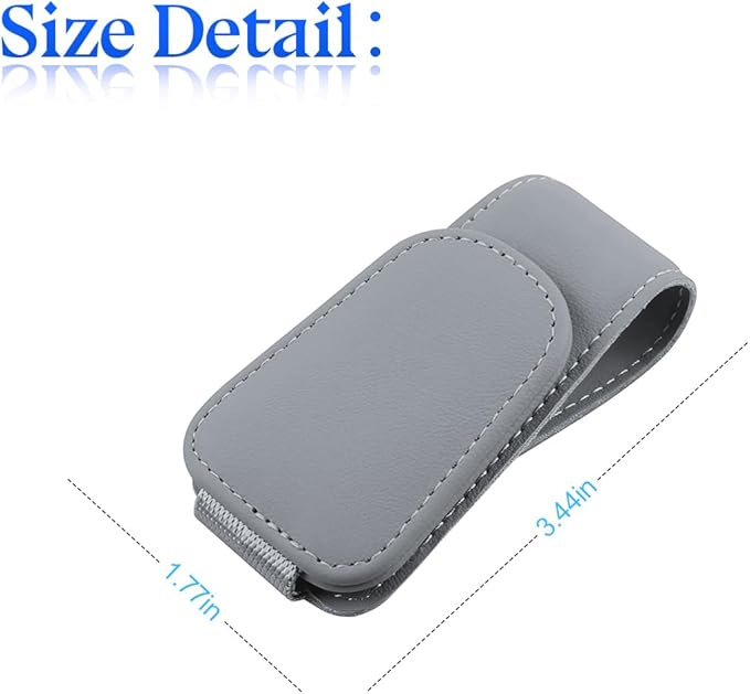 zipelo Sunglasses Holder for Car Sun Visor, 2 PCS Magnetic Leather Eyeglass Hanger, Sun Glasses Mount Clip on Visors, Ticket Card Cash Organizer, Auto Interior Accessories (Light Gray)
