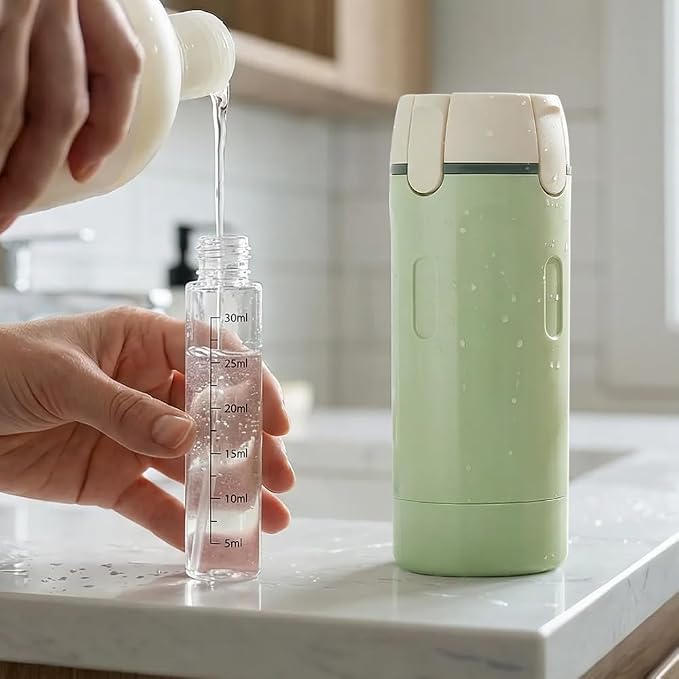 Leak Proof Travel Bottles 4 Pack 30ML, Refillable Toiletry Containers with Scale & Label, Clear Portable Dispenser for Shampoo Conditioner Lotion Cream Body Wash(Green)