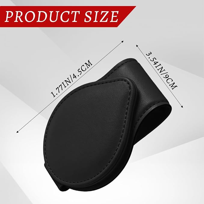 Sunglasses Holders for Car Visor, PU Leather Car Organizer, Magnetic Glasses Holder and Ticket Card Clip, Multi-Functional Auto Sun Visor Eyeglass Holder for Most Vehicles (Black)