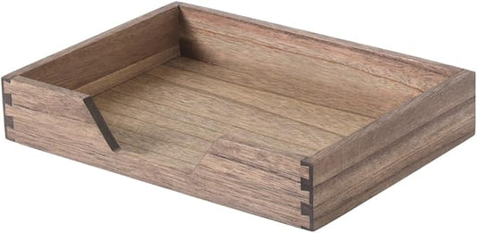 DDYURI Wood Letter-Size Tray for Office Desktop Organizer - Wooden Front-Load Documents Tray for Mail, Paper, File, Magazine, Pen,Notebook Storage Paper Holder Trays Dark(DGTU-DK)