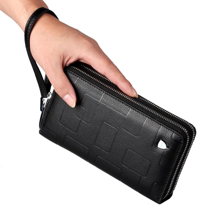 KPYWZER Leather Clutch Purse Wallet Men Wrist Bag