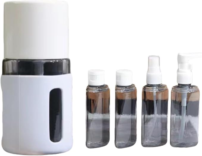 4 in 1 Travel Dispenser, 4 Pack Travel Bottles for Toiletries, Leak Proof Travel Size Containers, Portable Containers for Shampoo Lotion Conditioner Cream (BLUE 60ML)