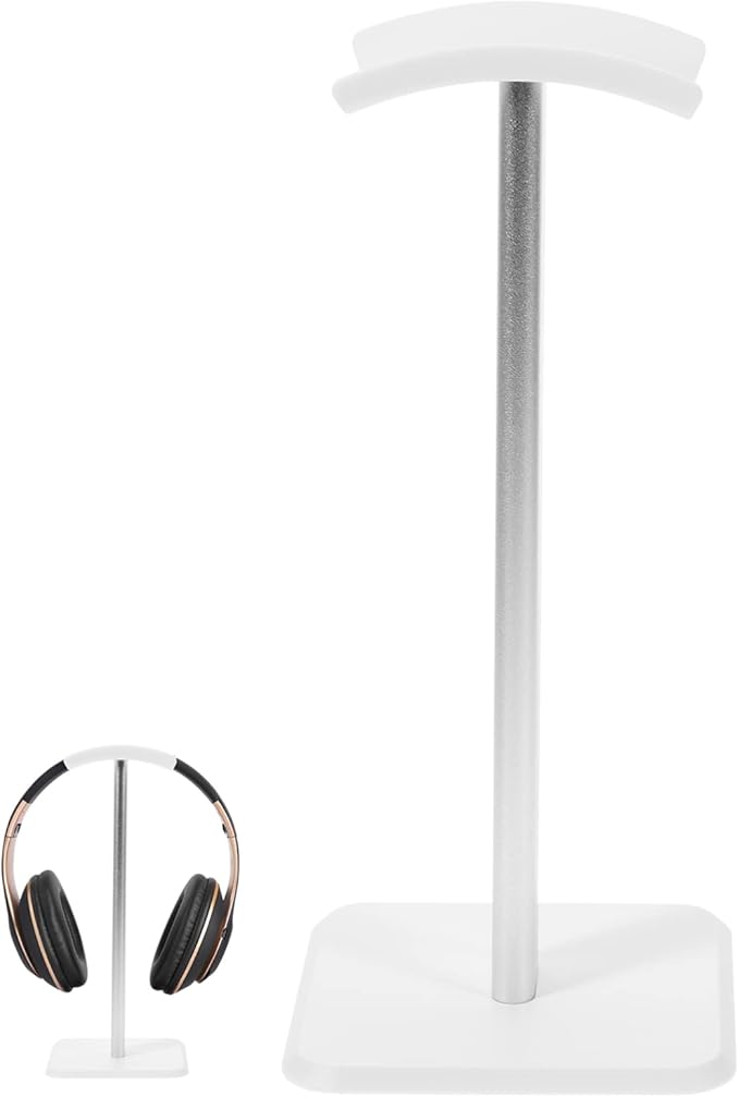 Headphone Stand Aluminum Gaming Headset Holder Earphone Hanger Desk Headset Mount Rack for Home and Office Display White
