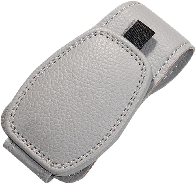 Sunglass Holder for Car Visor, Magnetic Leather Vehicle Sun Visor Storage Clip for Different Size Eyeglasses, Automotive Interior Glasses Ticket Card Clip, Universal for SUV RV Truck (Gray)