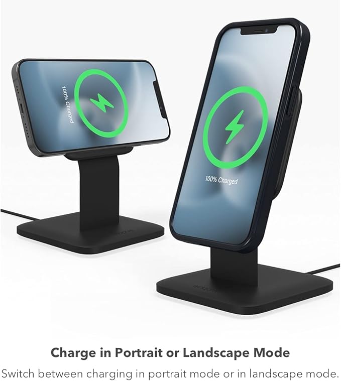Mophie - 15W Wireless Charging Stand Compatible with snap and MagSafe for Smartphones, iPhone, Google Pixel, Samsung Galaxy, Qi-Enabled Devices