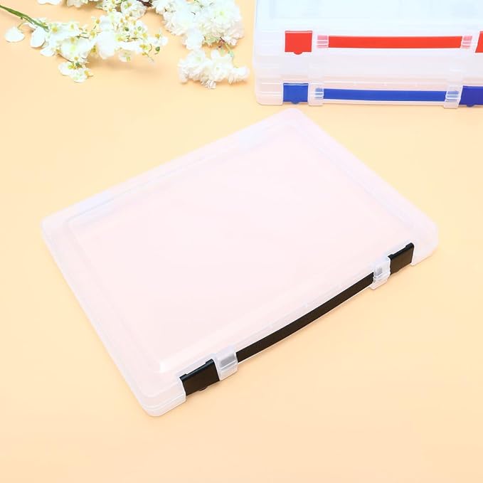 SECFOU Storage Box File Case with Black Buckle, Stackable Pp Document Storage Holder for Office and Bedroom, Easy to Use and Carry Paper Filling Organizer
