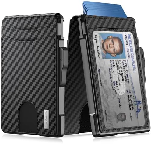 umoven Wallet for Men - with Money Clip Slim Leather Slots Credit Card Holder RFID Blocking Bifold Minimalist Wallet
