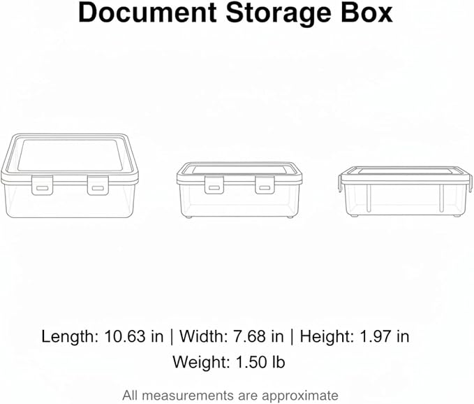 1 Pack Document Storage Box with Lid, Rigid PP Plastic File Organizer for Desktop and Drawer Organization