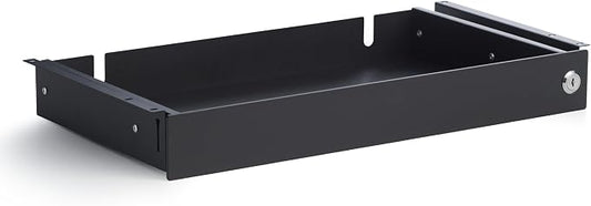 PERFECT POSTURE Max Under Desk Storage Drawer – Large Desk Drawer with Lock for Regular & Sit-Stand Standing Desks, Black (19.3" x 10")