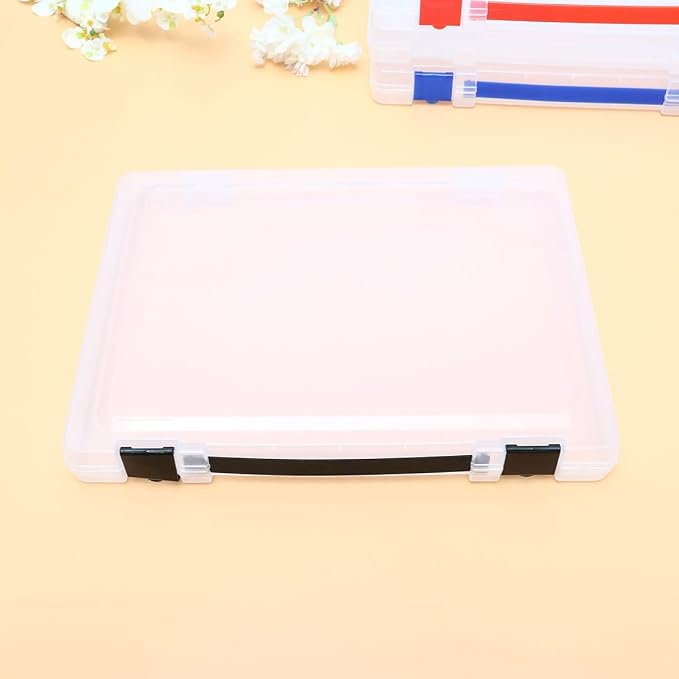 SECFOU Storage Box File Case with Black Buckle, Stackable Pp Document Storage Holder for Office and Bedroom, Easy to Use and Carry Paper Filling Organizer