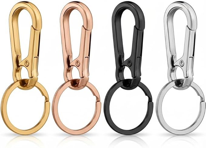 Metal Keychain Key Ring with Clip – Sleek Organizer for Car & Home – Purse Hook for Women & Men