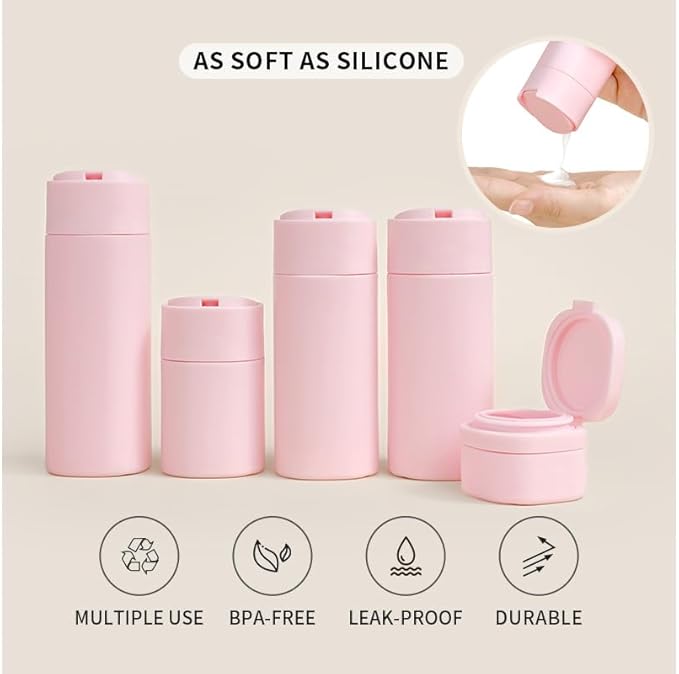 5 Pack Brief and Fashion Travel Bottles TSA Approved, BPA Free Travel Size Containers Refillable Squeeze Bottles for Cosmetic Shampoo Cream Conditioner … (Nordic bean purple)