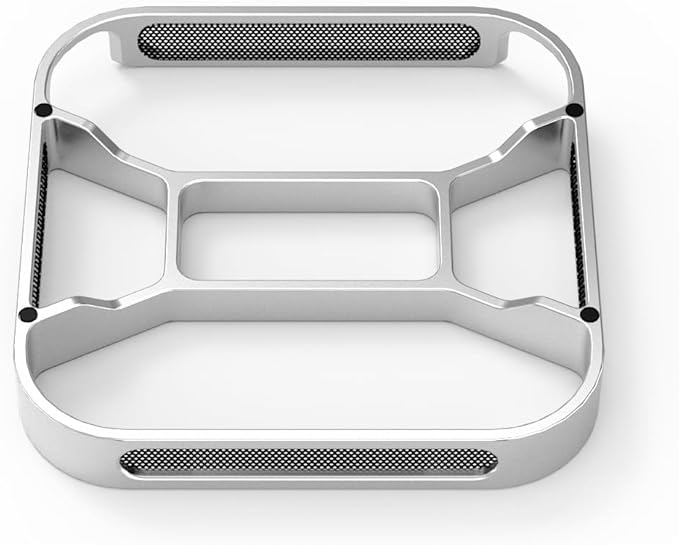 Mac Mini 4 Aluminum Stand with Mesh Dust Cover ??Cooling Base with Airflow Design, Anti-Slip Pads & Easy Power Access