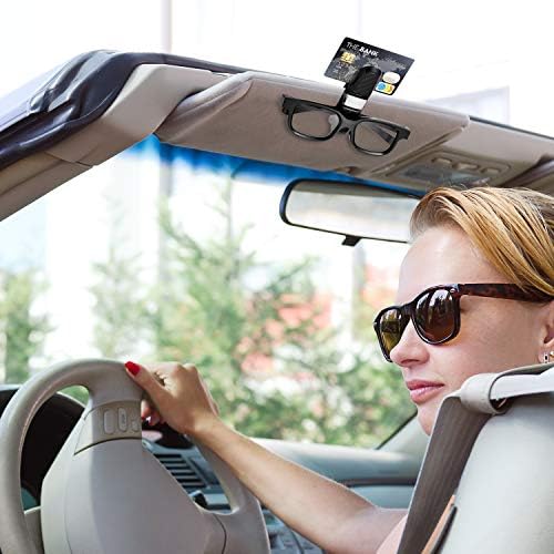 Boao 4 Pcs Sunglasses Holders for Car Sun Visor, Glasses Ticket Card Clip Mount Hanger, Double-Ends Clip 180 Degree Rotational Car Visor Accessories(Black, Silver)