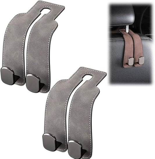 Headrest Hooks for Car,2026 New Two Hook Fur Leather Seat Back Headrest Hanger (2PCS-Gray)