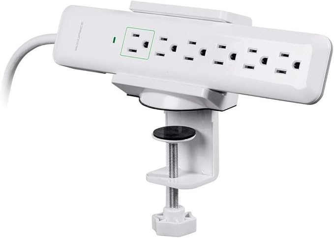 Monoprice Desk Clamp Holder for Surge Protectors, Power Strips, USB Hubs - Designed for Use With Sit-Stand Desks, White - Workstream Collection