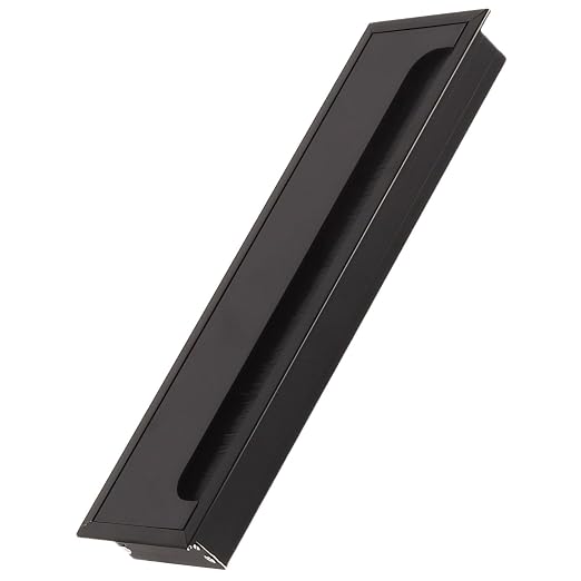 Desktop Cable Management Cover for Desk Organization - Aluminum Alloy Cable Box with Brush Seal (Black, 8.0x28.0x2.8 cm)