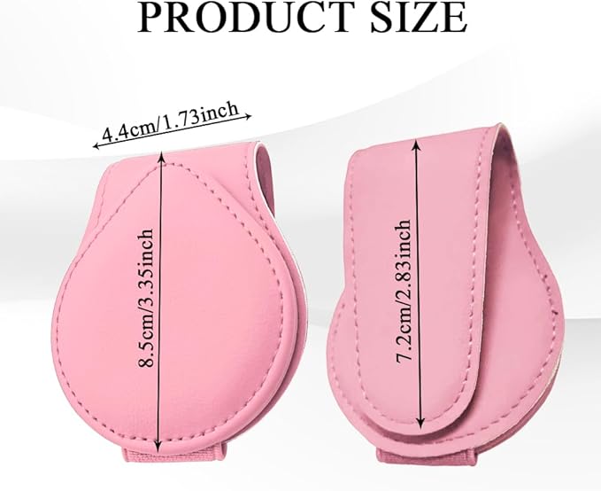 Magnetic Sunglass Holder for Car Visor, Sunglasses Visor Clip, Magnetic Leather Vehicle Glasses Ticket Card Clip, Automotive Eyeglass Hanger Organizer Accessories for Most Vehicles (Pink)
