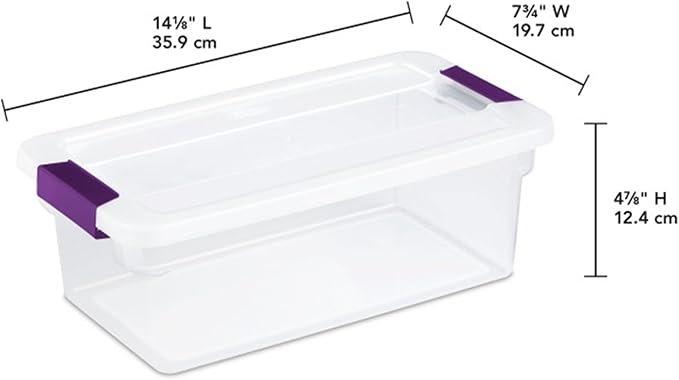 Sterilite 6 Qt ClearView Latch Storage Box Stackable Bin with Latching Lid, Plastic Container to Organize Shoes in Closet, Clear (24 Pack)