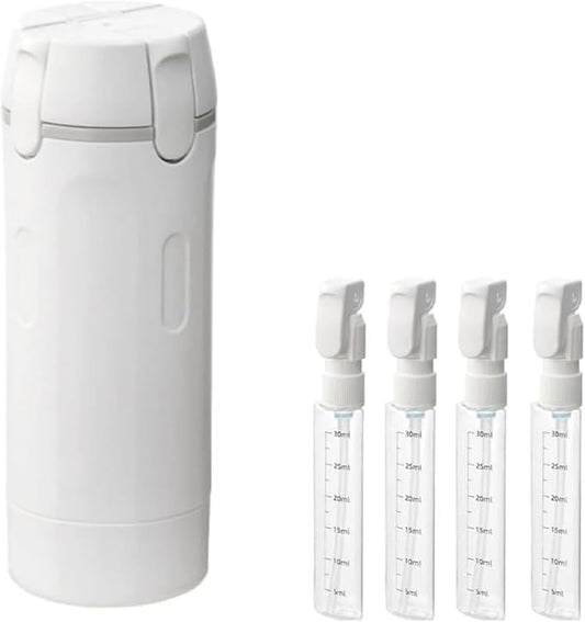 Leak Proof Travel Bottles Set, 4 Pack 30ML Refillable Travel Size Containers, Portable Silicone Squeezable Bottles for Shampoo, Conditioner, Lotion (4 in 1 Kit) (Beige)