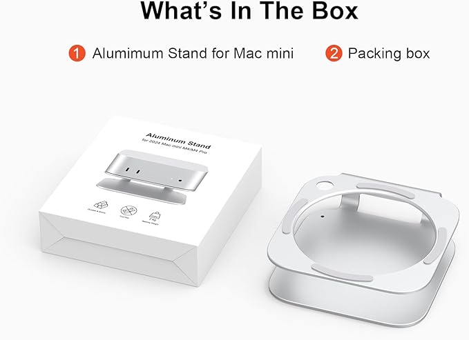 Qwiizlab Aluminum Stand for 2024 Mac mini M4/M4 Pro, Convenient Acess to Power Button, Anti-Scratch, Anti-Slip, Avoid Overheating, Durable and Sturdy Design (Silver)
