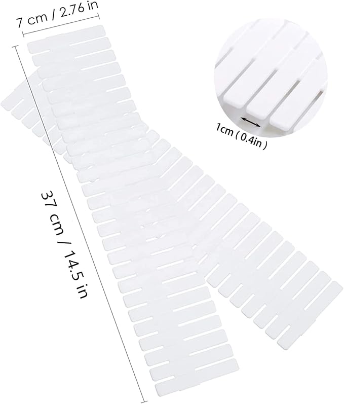16 Pcs Drawer Divider Adjustable DIY Storage Organizer Separator for Tidying Clutter Cutlery Underwear Socks Clothes Dresses Desk & Box in Kitchen Bathroom Bedroom Office (Cut at Will)