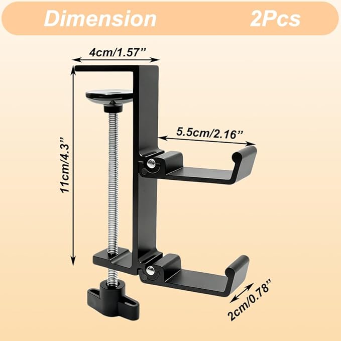 OURASHERO Headphone Stand for Desk Aluminum Alloy Headset Stand with Dual Foldable Hooks Headphone Holder Clamp Mount for Gaming PC Accessories Universal Space-Saving Under Table Headset Hangers