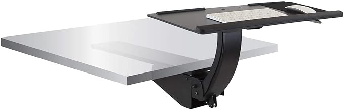 Mount-It! Under Desk Keyboard Tray, Adjustable Slide-Out Keyboard & Mouse Platform, 26.5" W × 10" D, Ergonomic Wrist Rest, Height Tilt & Swivel, Heavy-Duty Bolt-On Keyboard Drawer