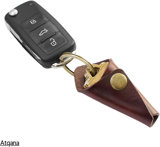 Leather Key Wrap Cover (Premium Leather) - Key Organizer | Motorcycle Keychain Wrap (Extra Dark Brown)
