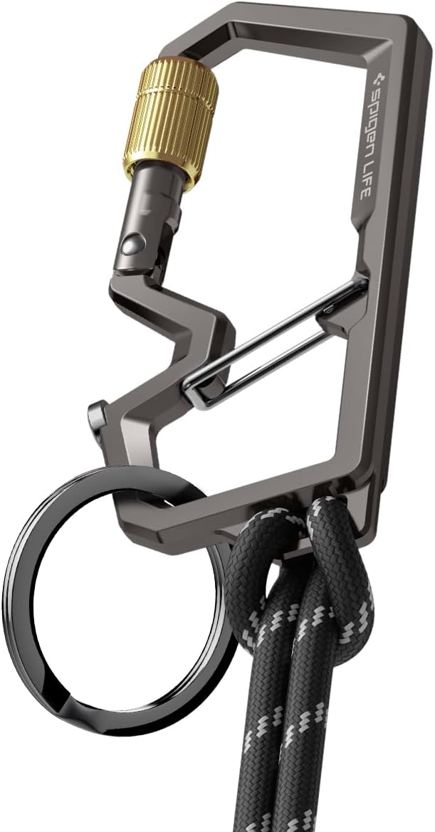 Spigen Life Carabiner Key Ring Clip, Car Keychain Clip, Bottle Opener Key Chain Ring for Men and Women